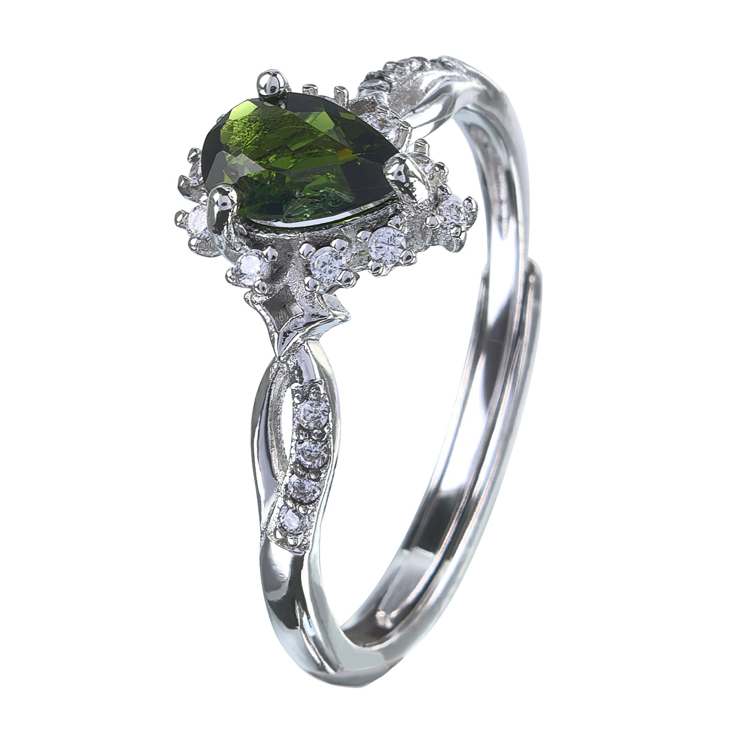 Gorgeous Rhodium Plated 925 Silver Jewelry Natural Tourmaline Ring