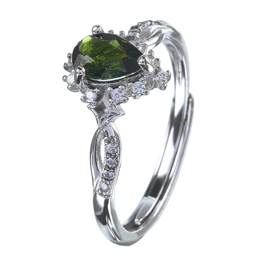 Gorgeous Rhodium Plated 925 Silver Jewelry Natural Tourmaline Ring