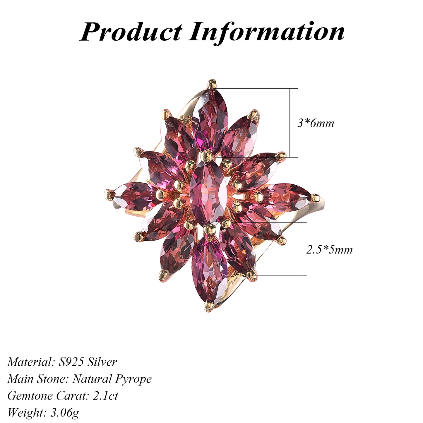 Contemporary Modern Artisan Crafted Deep Red Natural Pyrope Jewelry Ring