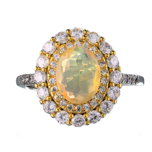 Precious Rhodium and Gold Plated Silver 925 Jewelry Natural Opal Ring