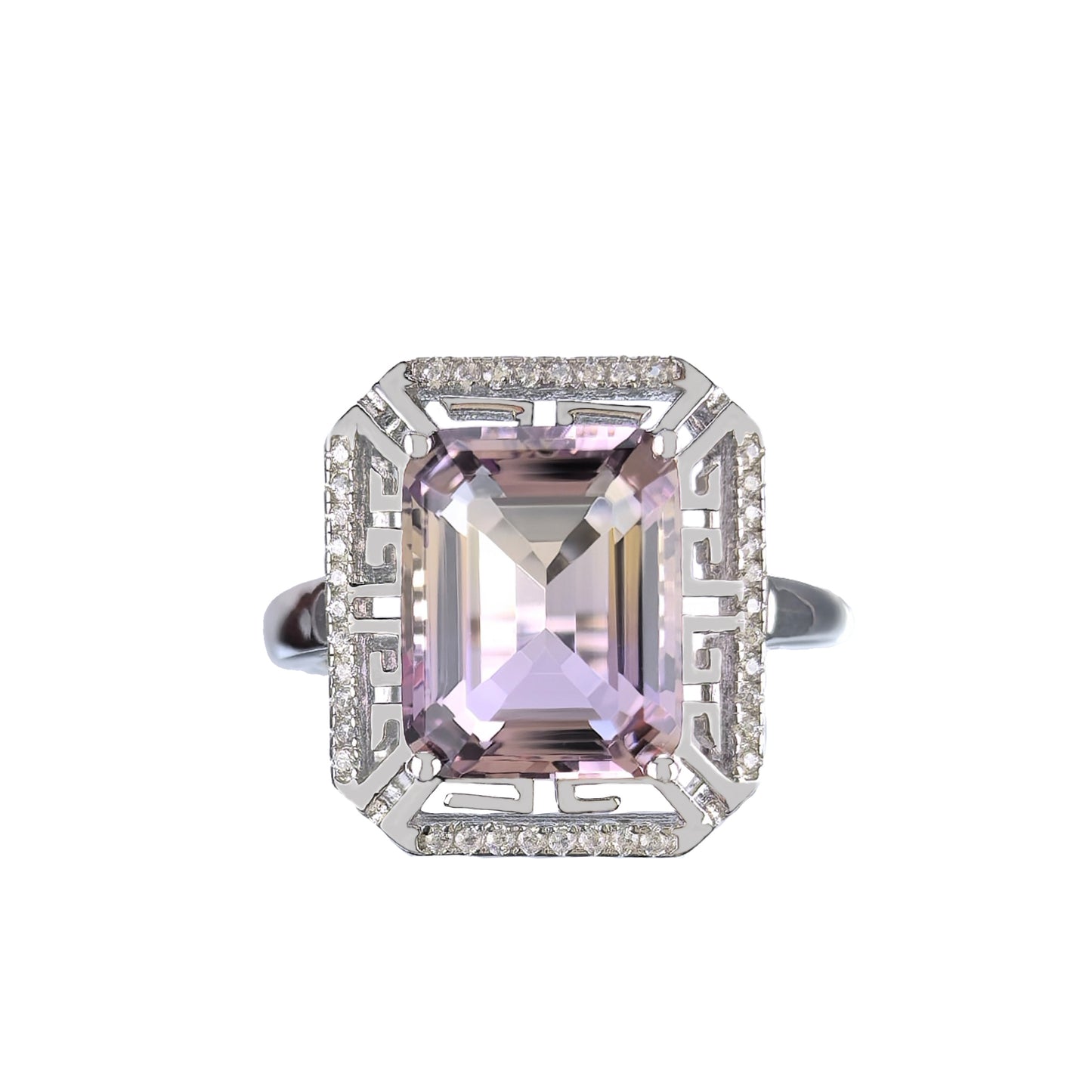 Glamorous Rhodium Plated Joyeria Plata 925 Natural Ametrine Jewelry Set