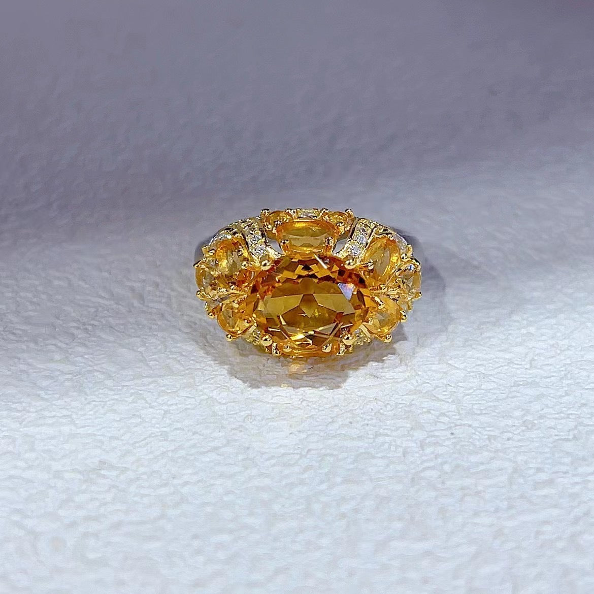 Elegant Personalized Design 925 Sterling Silver Natural Citrine Ring