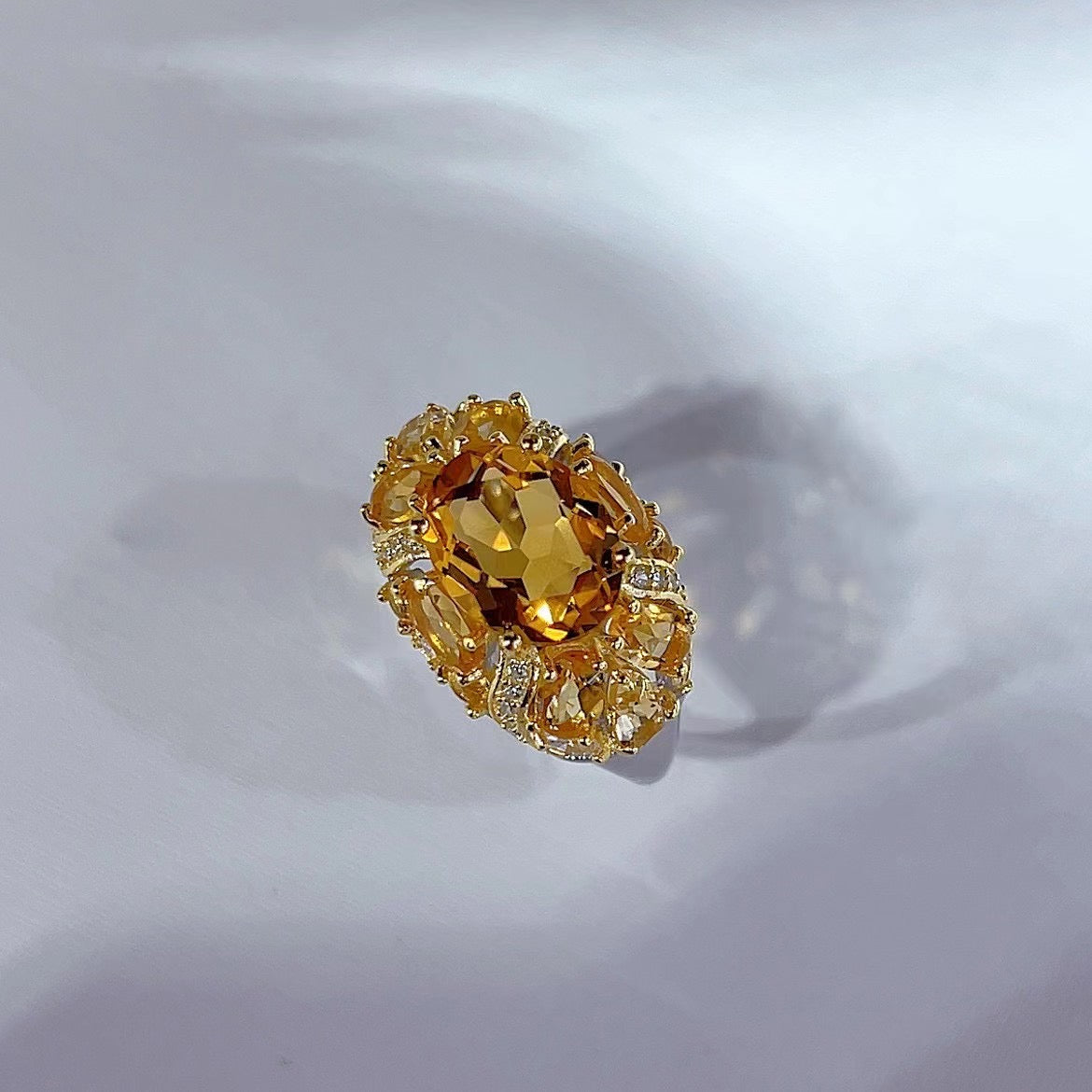 Elegant Personalized Design 925 Sterling Silver Natural Citrine Ring