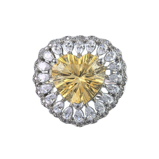 Dreamy Rose Gold Plated Original 925 Silver Natural Citrine Adjustable Rings