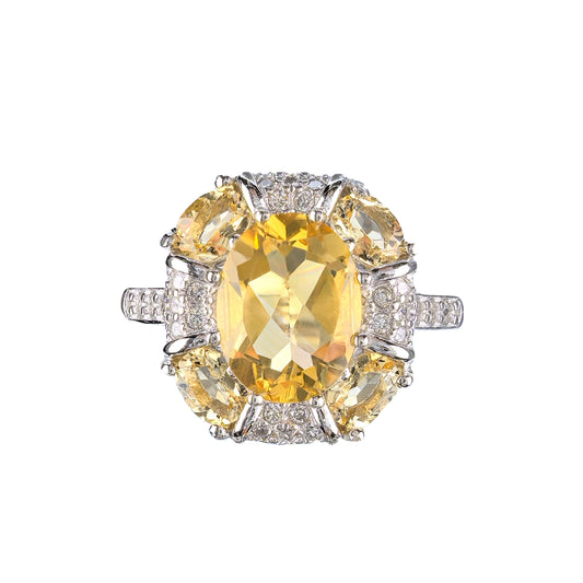 Sophisticated Design 925 Sterling Silver Natural Citrine Ring