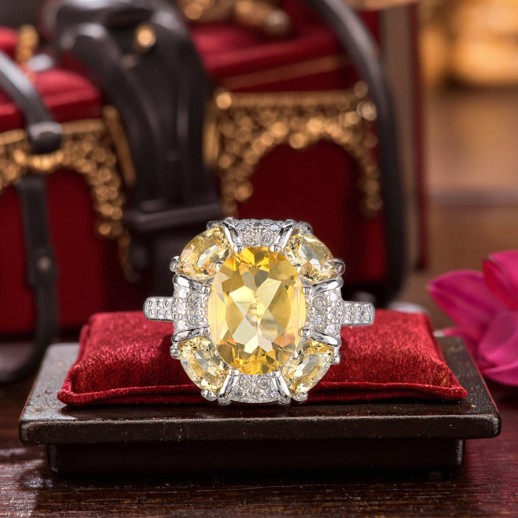 Sophisticated Design 925 Sterling Silver Natural Citrine Ring