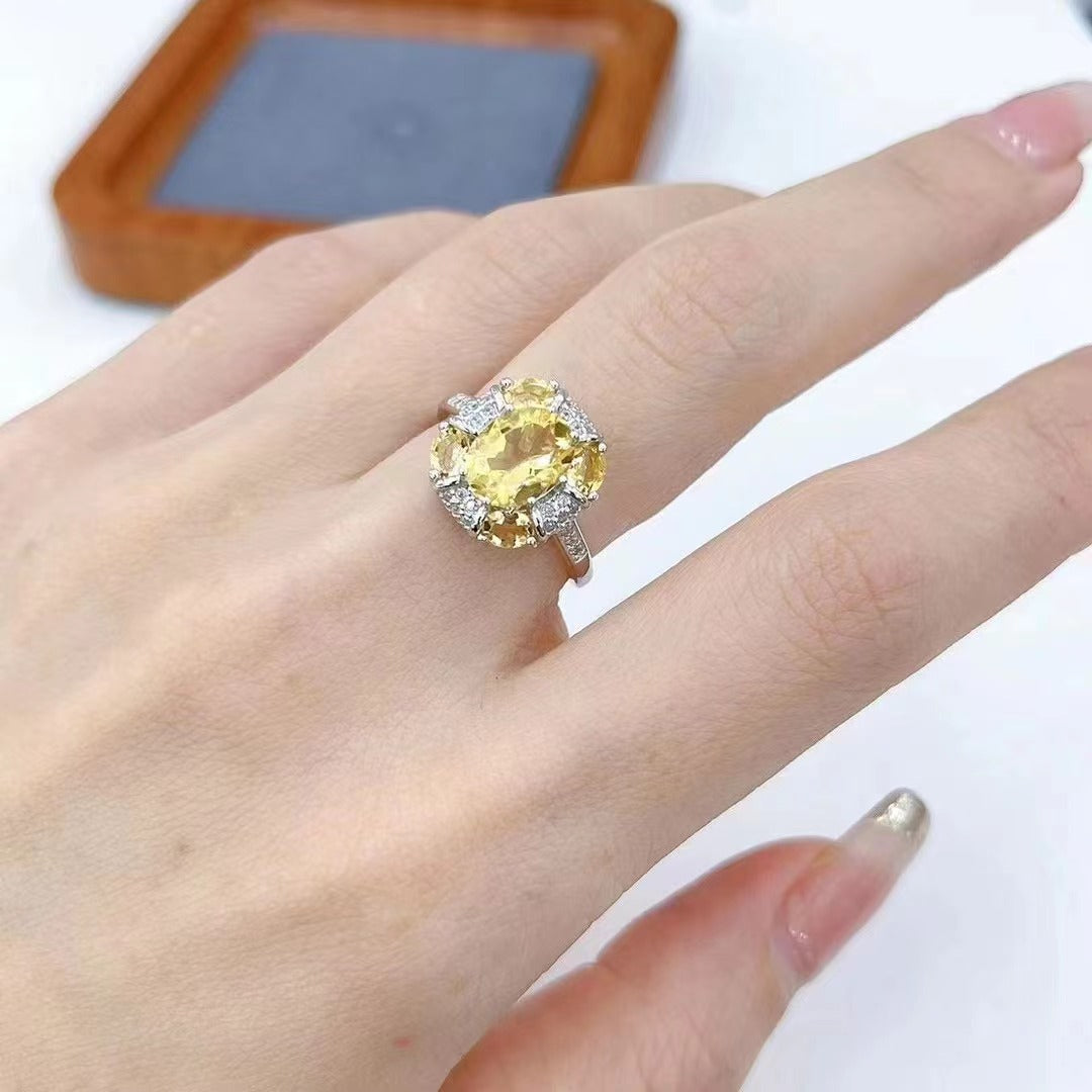 Sophisticated Design 925 Sterling Silver Natural Citrine Ring