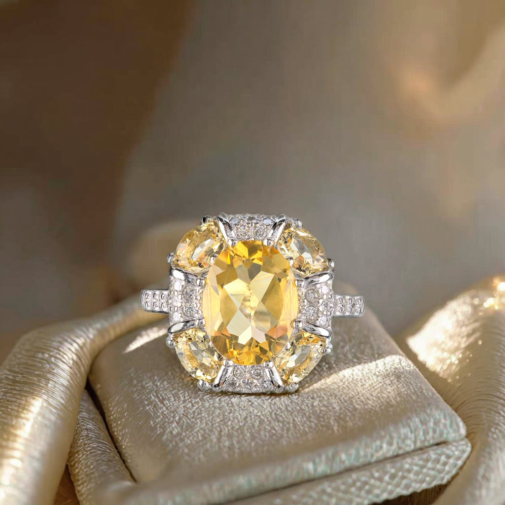 Sophisticated Design 925 Sterling Silver Natural Citrine Ring