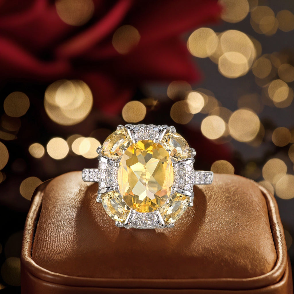 Sophisticated Design 925 Sterling Silver Natural Citrine Ring