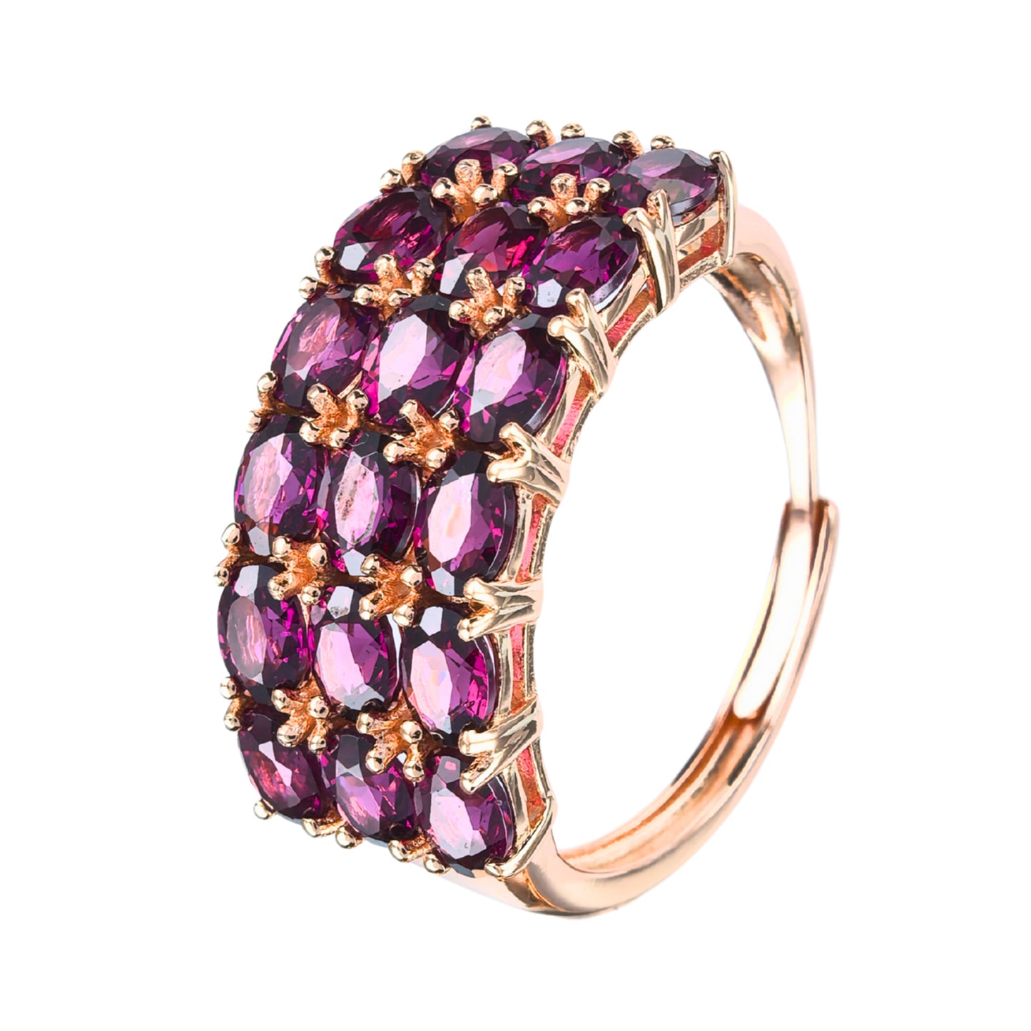 Sparkling Rhodium/Rose Gold Plated Silver 925 Jewelry Natural Tanzanite/Diopside/Pyrope/Tourmaline Ring