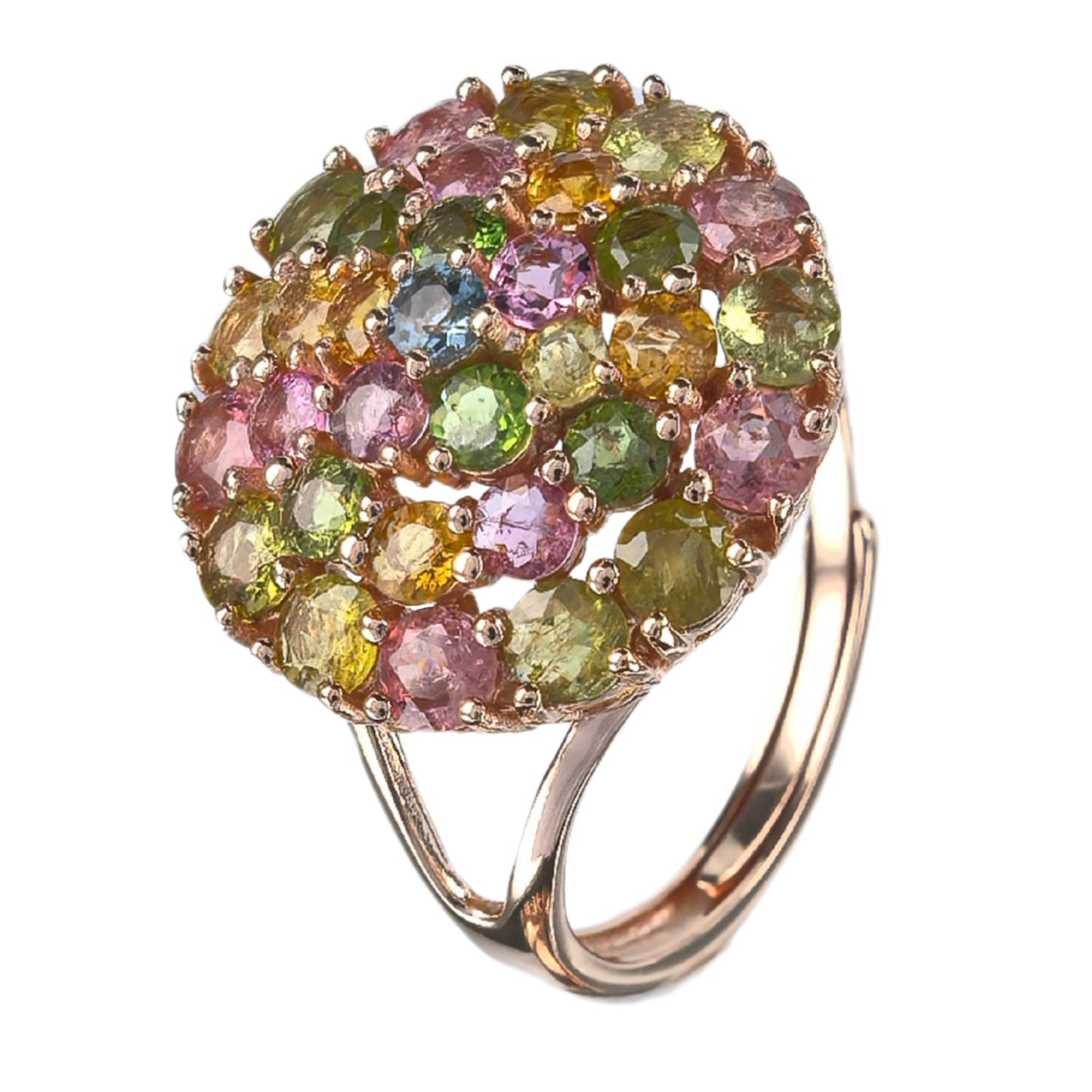 Graceful Rose Gold & Silver 925 Jewelry Natural Tourmaline Gemstone Ring