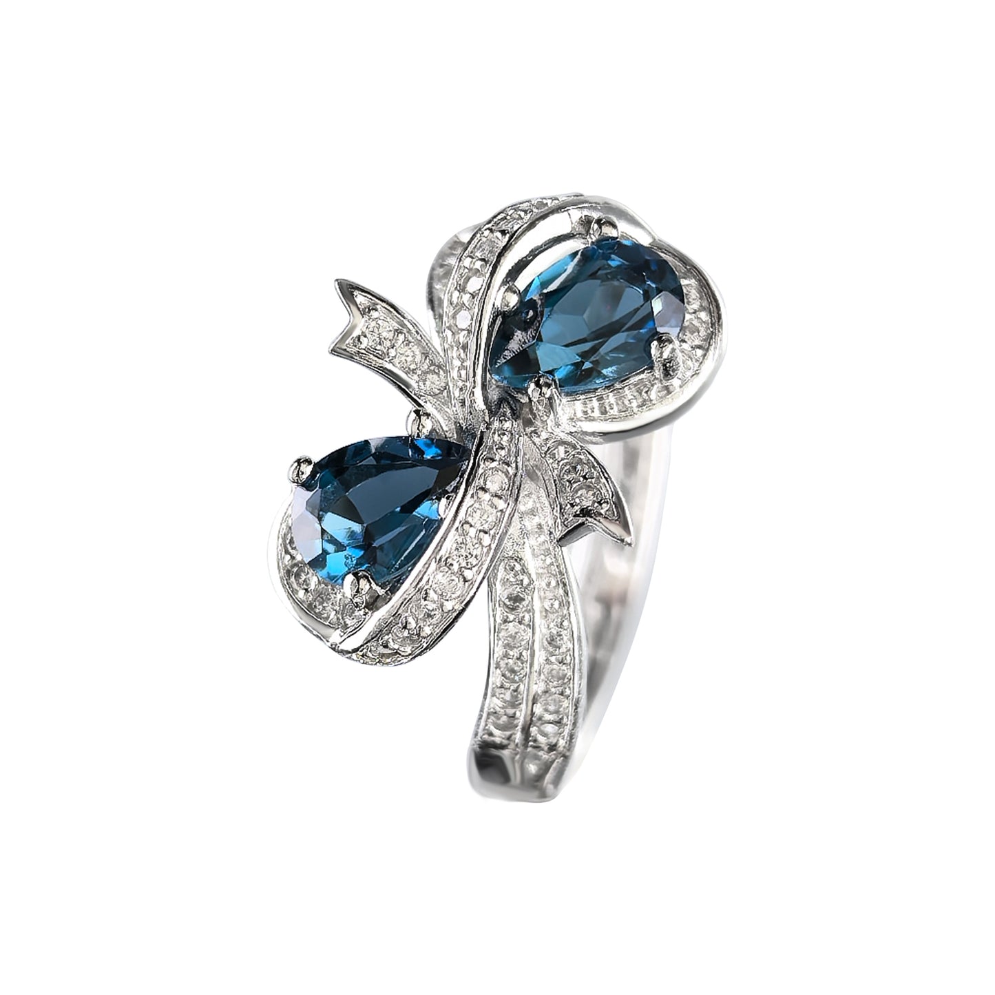 Sophisticated 925 Sterling Silver Natural London Blue Topaz Ring