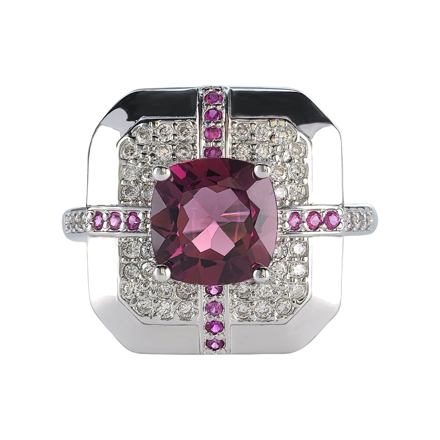 Unique Brilliant Cut 925 Sterling Silver Natural Pyrope Ring