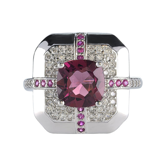 Unique Brilliant Cut 925 Sterling Silver Natural Pyrope Ring