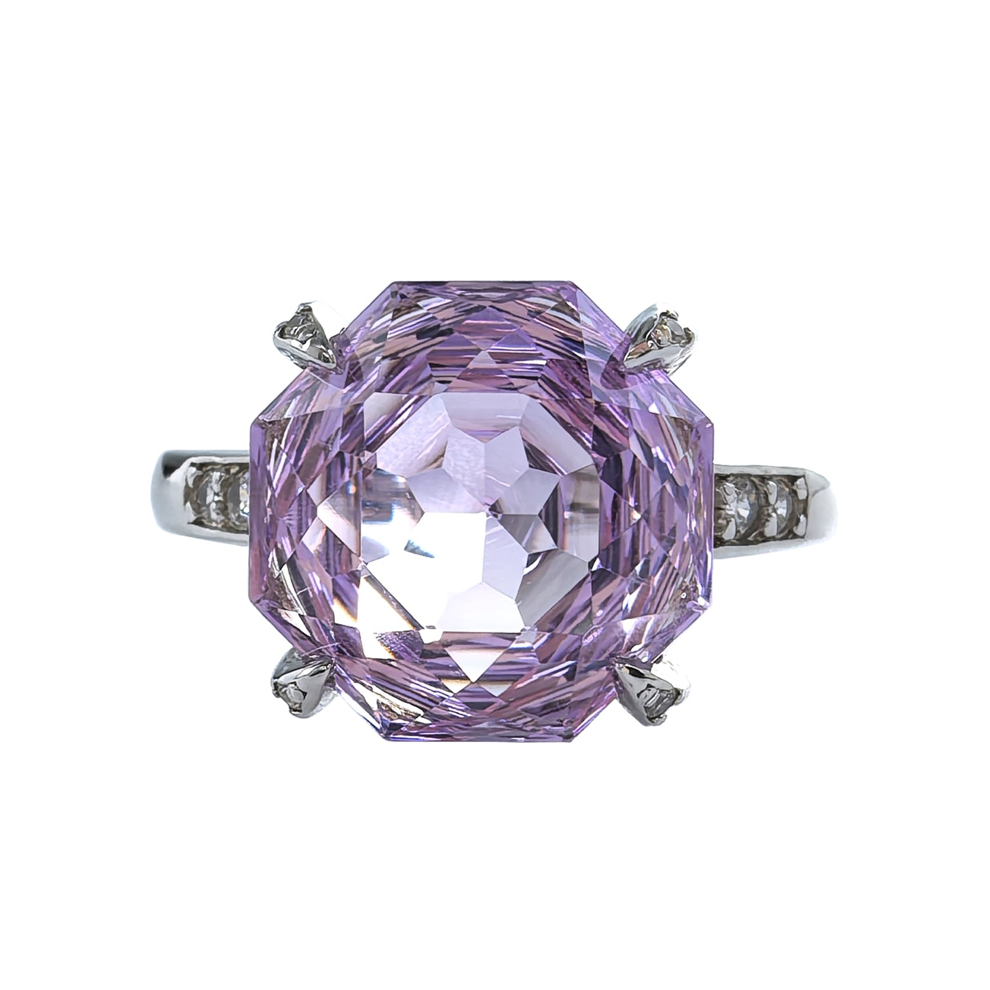 Exquisite 925 Sterling Silver Rose Cut Natural Lavender Amethyst Ring