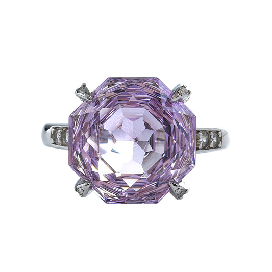 Exquisite 925 Sterling Silver Rose Cut Natural Lavender Amethyst Ring