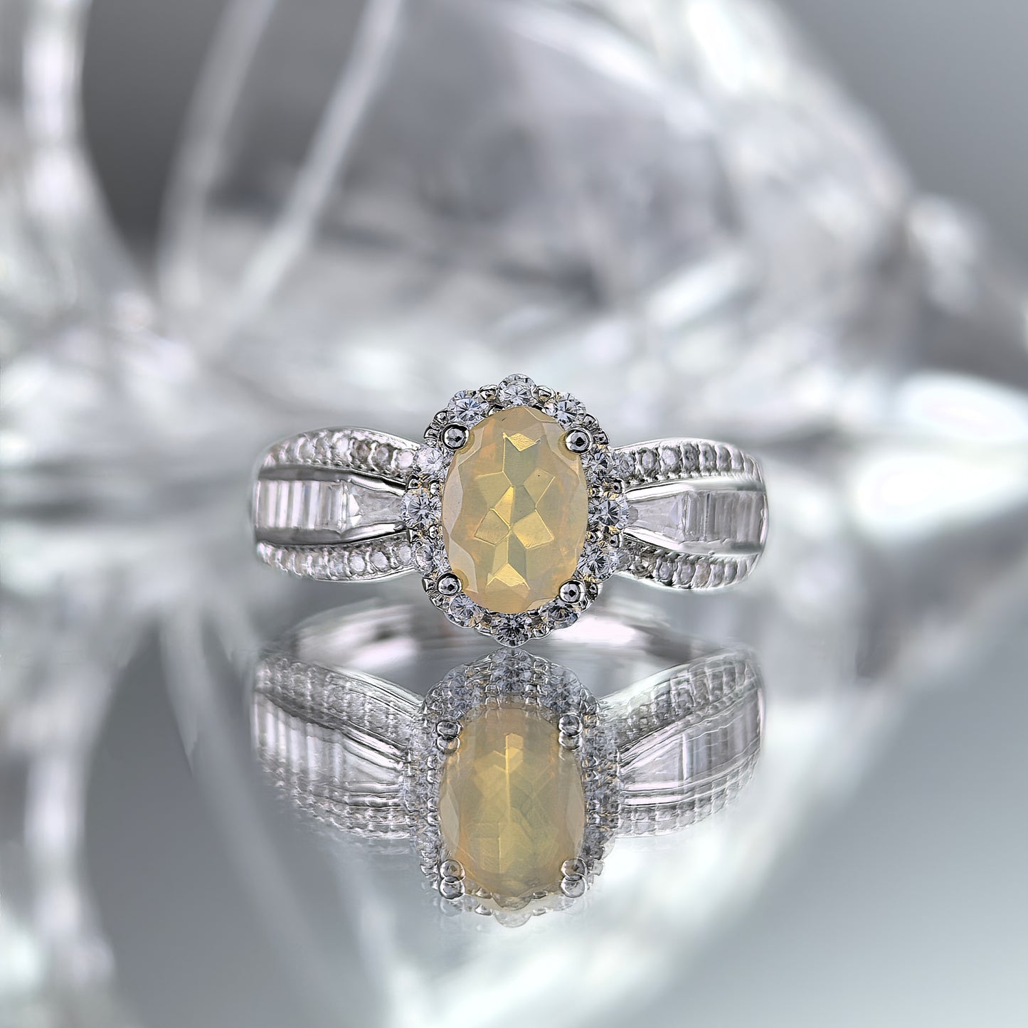 Unique Rhodium Plated Silver 925 Jewelry Natural Opal Ring