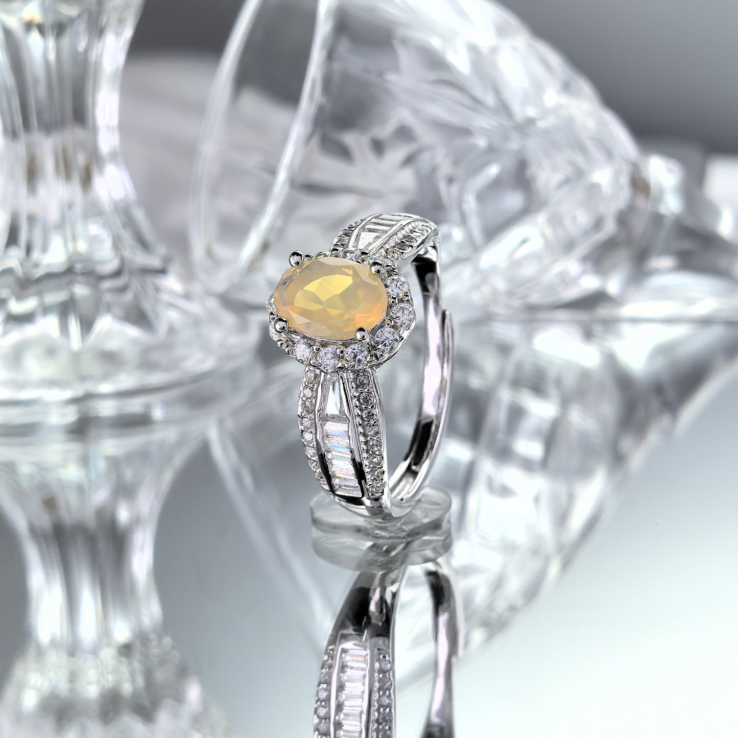 Unique Rhodium Plated Silver 925 Jewelry Natural Opal Ring