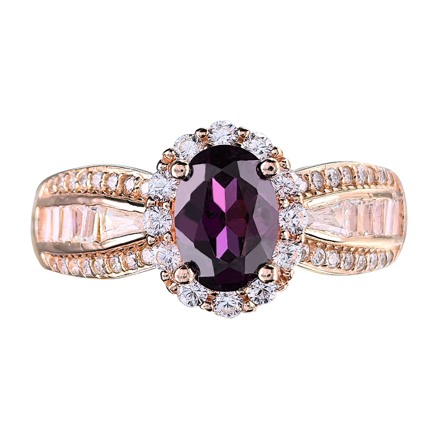 Gorgeous Rose Gold Plated 925 Silver Jewelry Natural Pyrope Ring