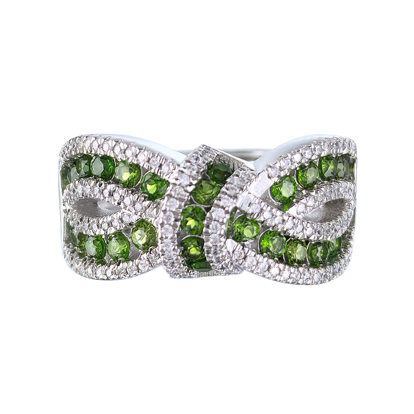 Adjustable Elegant Design 925 Sterling Silver Natural Diopside Ring