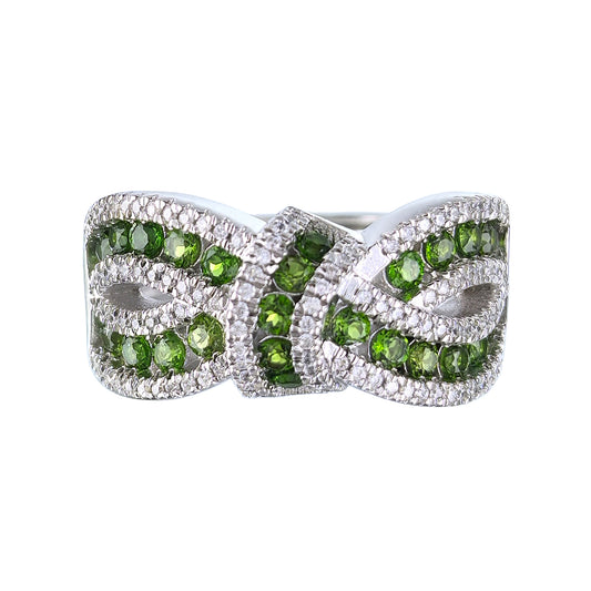 Adjustable Elegant Design 925 Sterling Silver Natural Diopside Ring