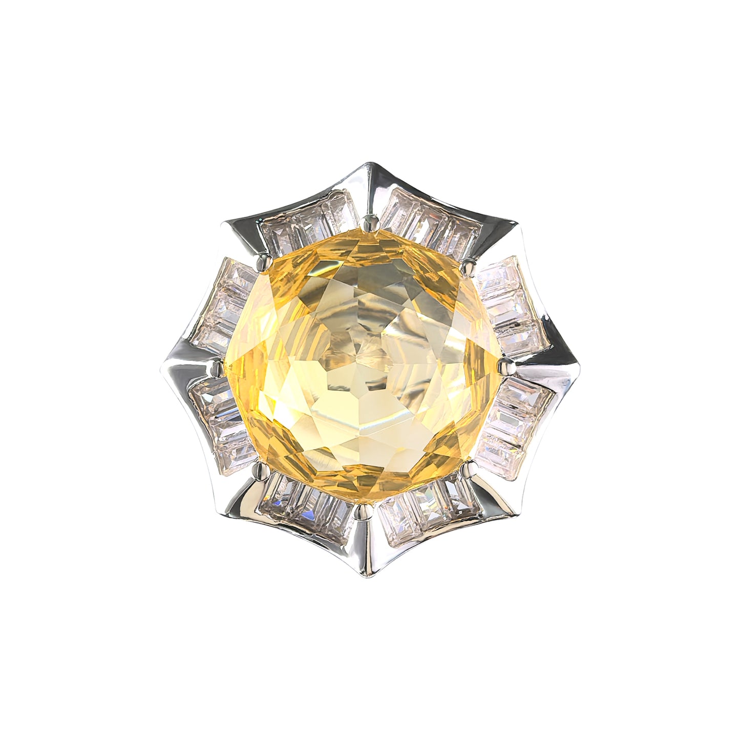 Graceful Rhodium Plated Natural Citrine 925 Silver Jewelry Set