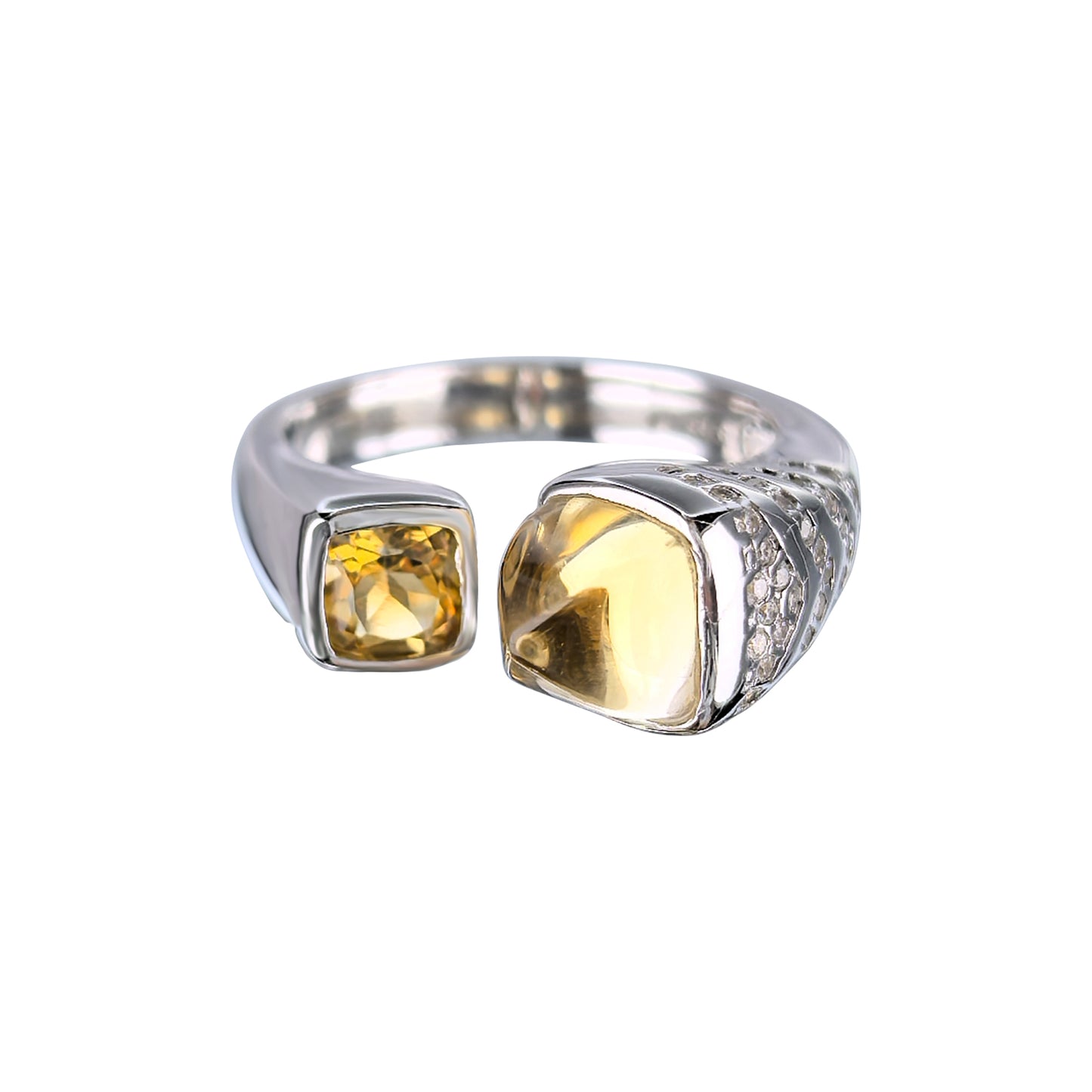 Trendy Rhodium Plated 925 Silver Citrine Quartz Jewelry Sets