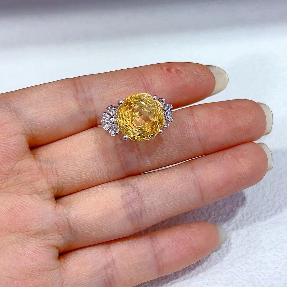 New Design Exclusive 925 Sterling Silver Natural Citrine Ring