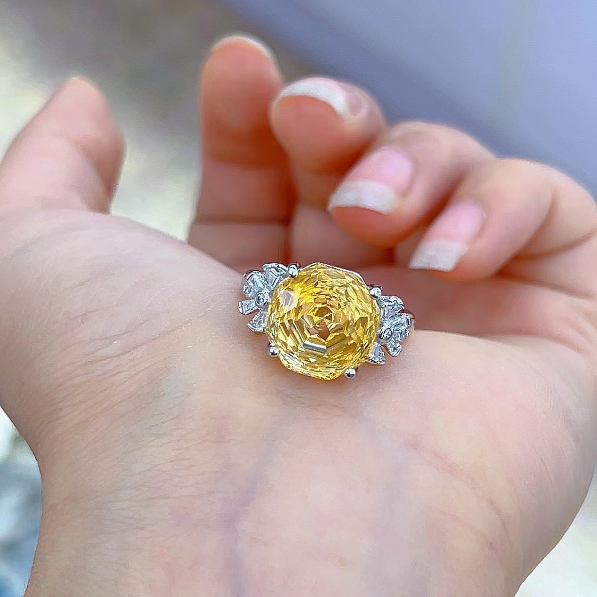 New Design Exclusive 925 Sterling Silver Natural Citrine Ring