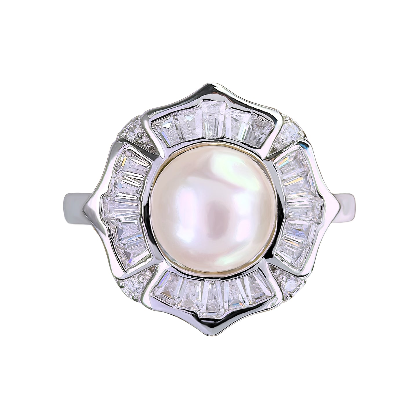 Delicate Rhodium Plated 925 Sterling Silver Freshwater Pearl Jewelry Set
