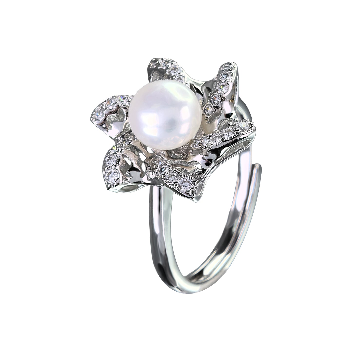925 Sterling Silver Freshwater Pearl Hexagram Jewelry Set Rhodium Plated
