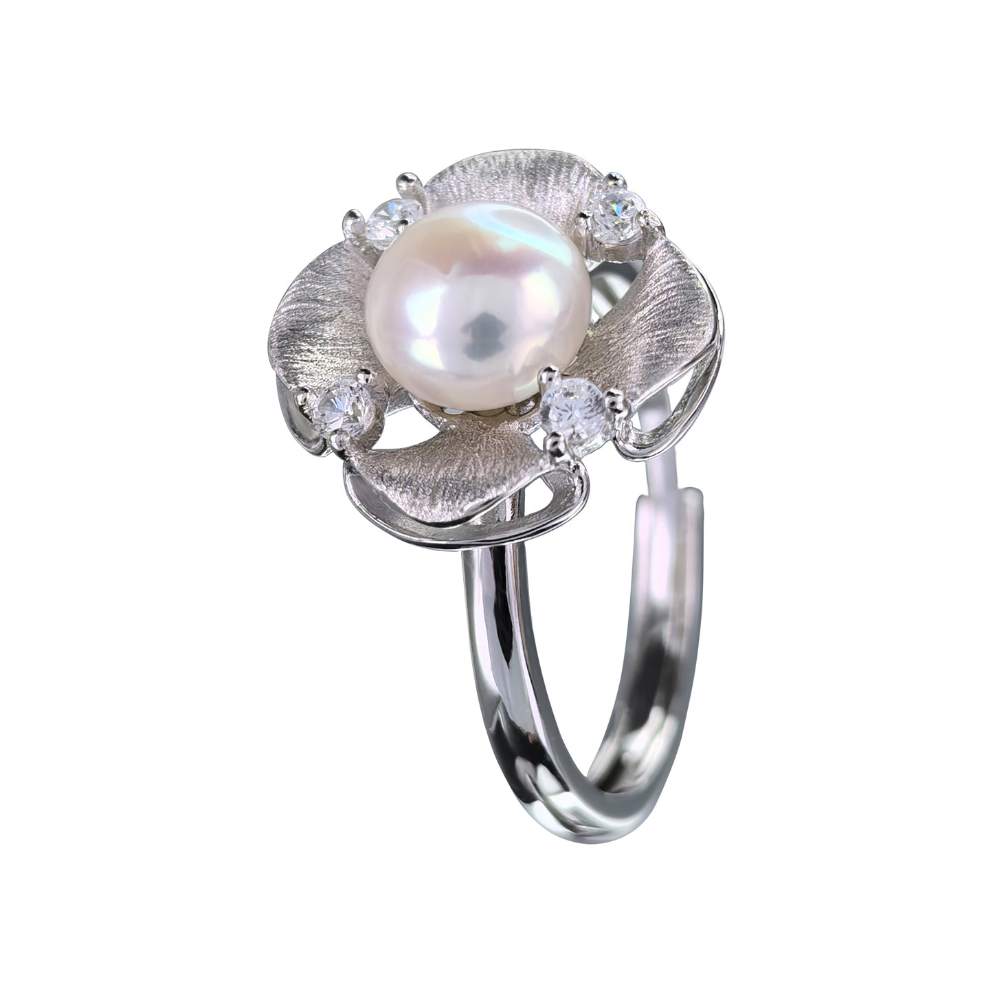 925 Sterling Silver Freshwater Pearl Set Dazzling Rhodium Plated