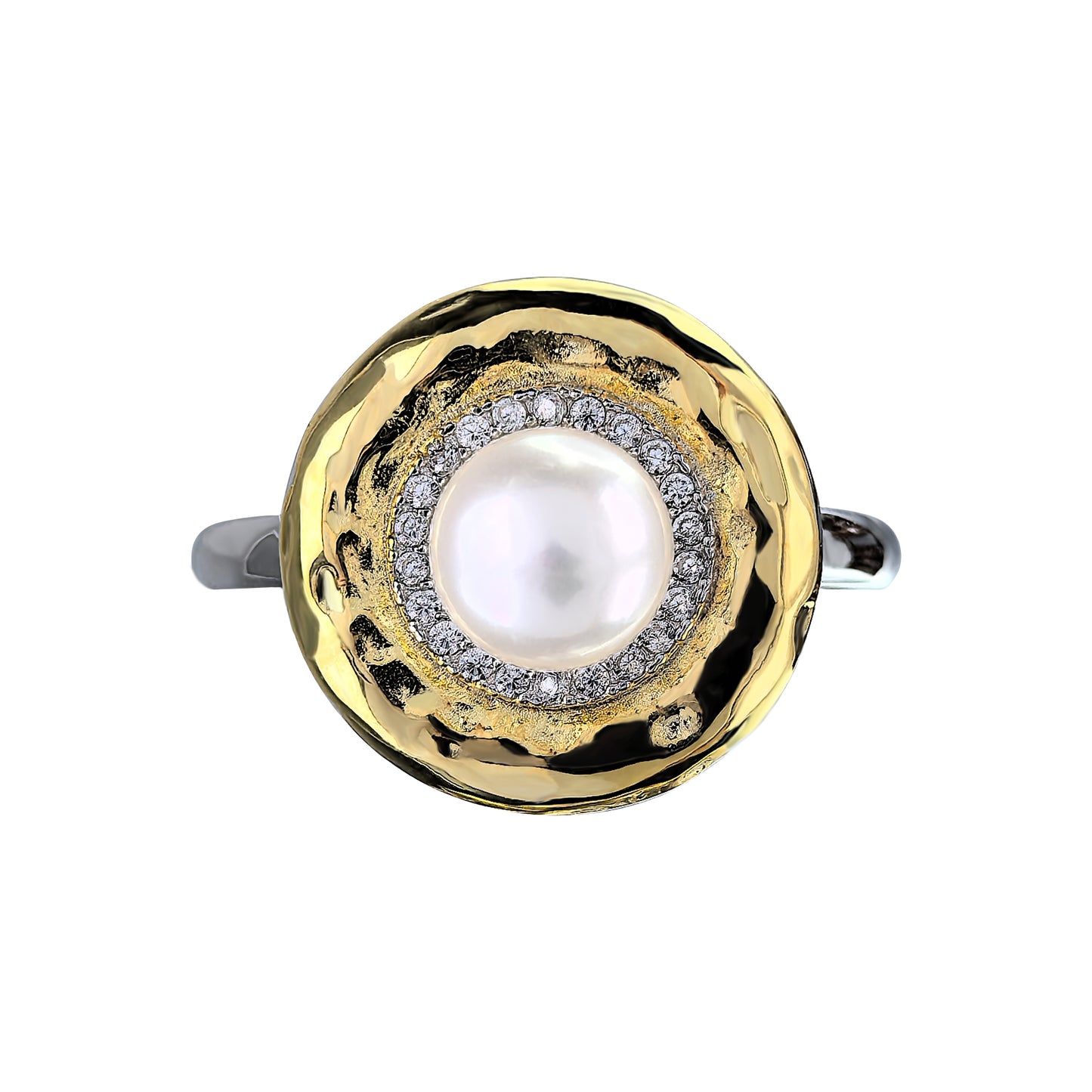 Sparkling Rhodium and Gold Plated 925 Sterling Silver Freshwater Pearl Jewelry Set