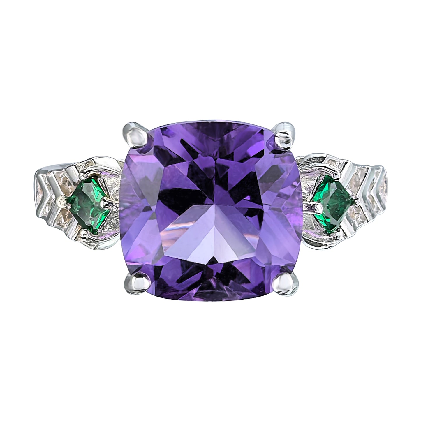 High Quality Rhodium Plated 925 Silver Natural Amethyst Jewelry Set
