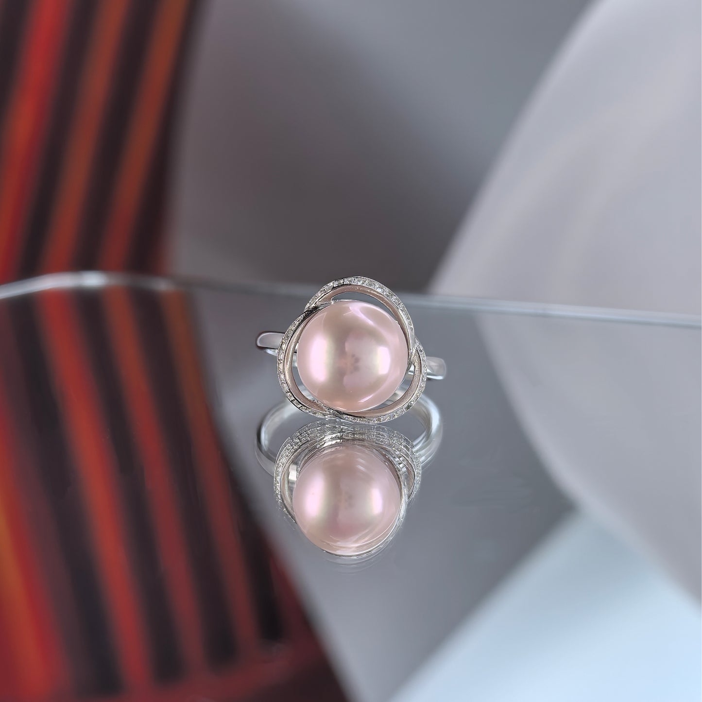 Dazzling Rhodium Plated Silver 925 Natural Edison Pearl Ring