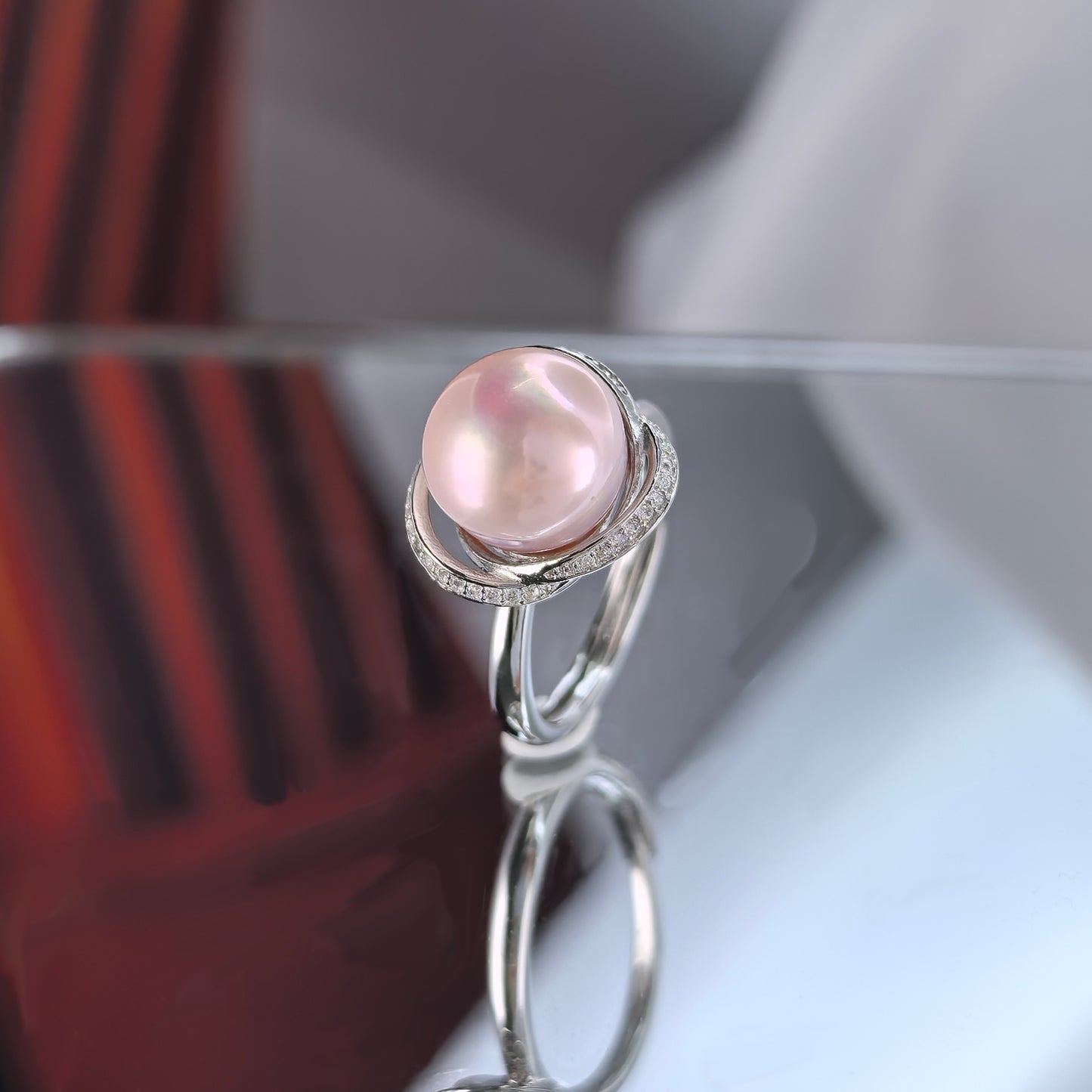 Dazzling Rhodium Plated Silver 925 Natural Edison Pearl Ring