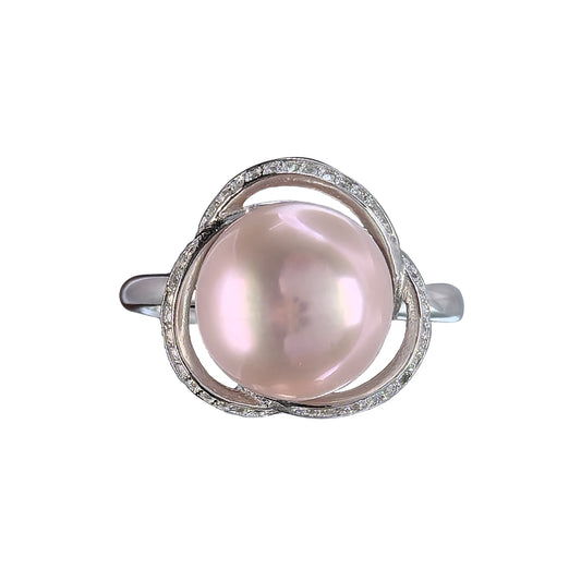 Dazzling Rhodium Plated Silver 925 Natural Edison Pearl Ring