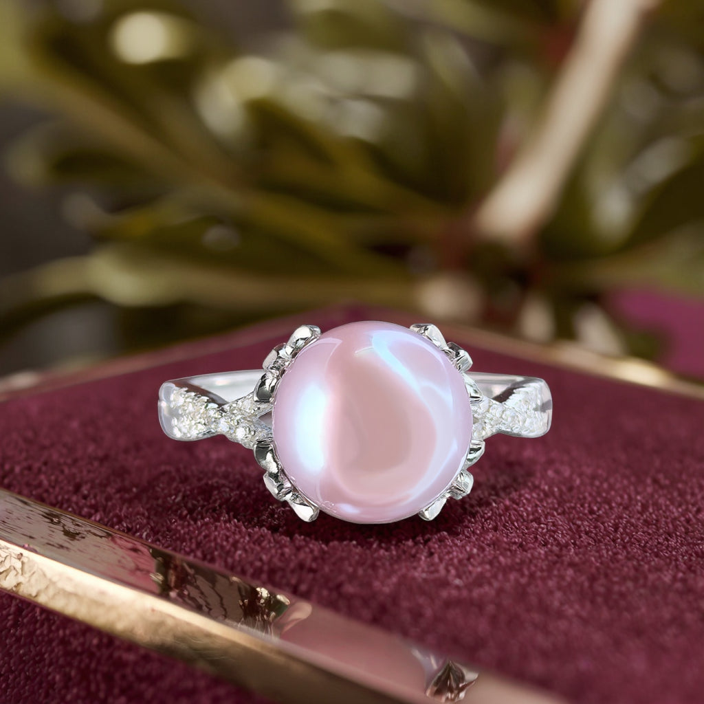 Exquisite Rhodium Plated 925 Sterling Silver Natural Edison Pearl Ring