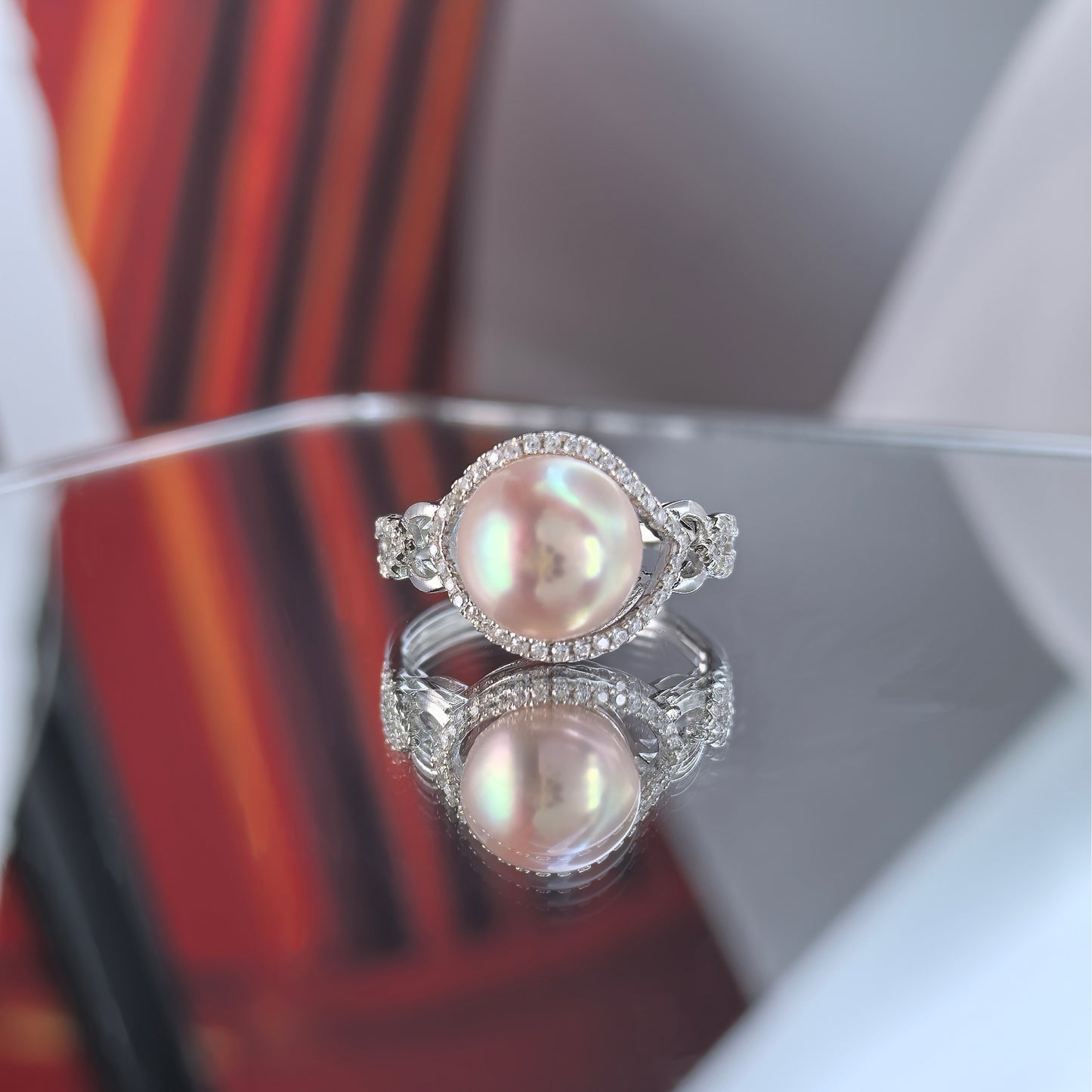 Sparkling Rhodium Plated 925 Silver Natural Edison Pearl Ring