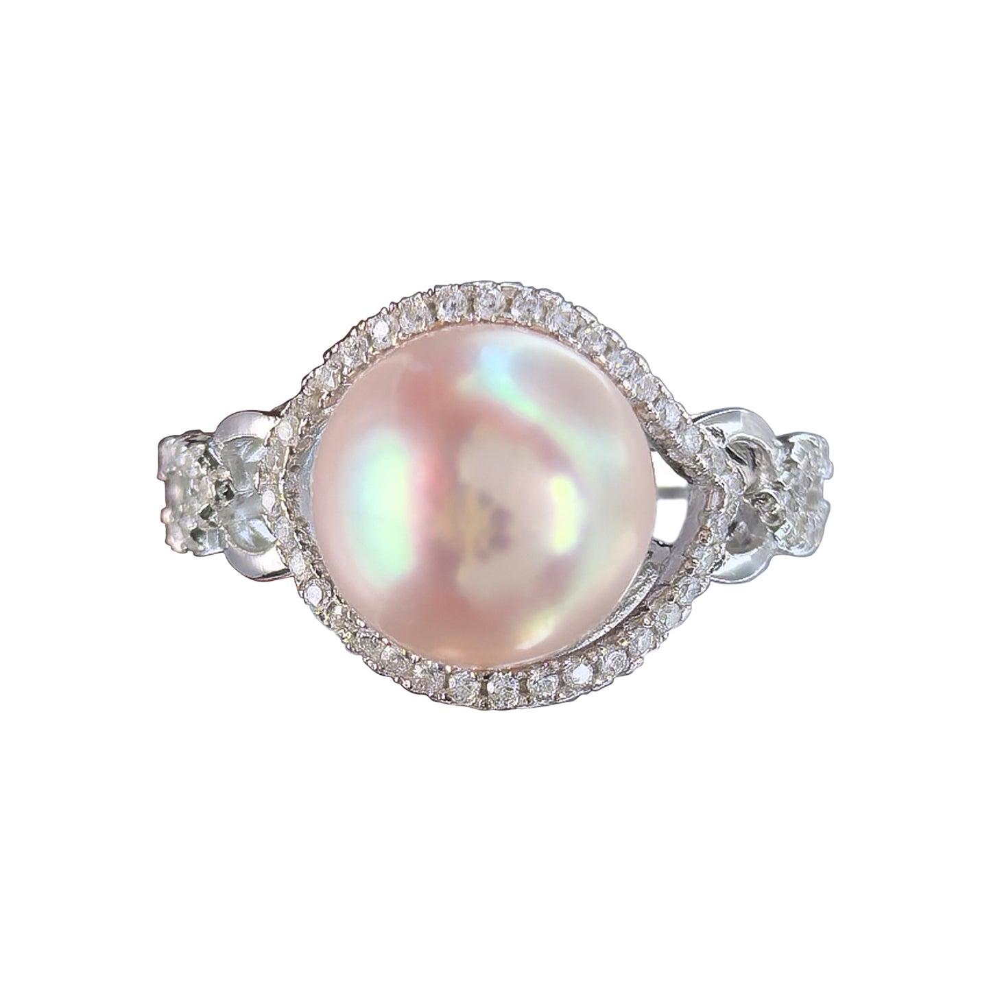 Sparkling Rhodium Plated 925 Silver Natural Edison Pearl Ring