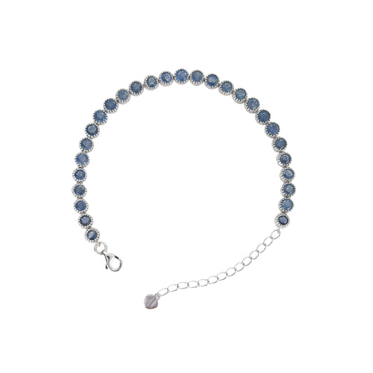 Noble Rhodium Plated 925 Sterling Silver Natural Sapphire Bracelet