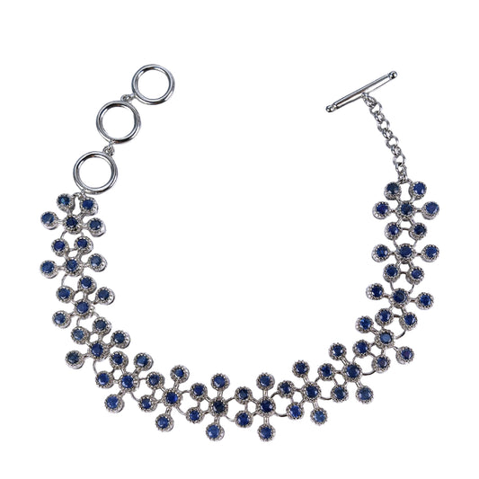 Luxurious Rhodium Plated 925 Sterling Silver Natural Sapphire Bracelet