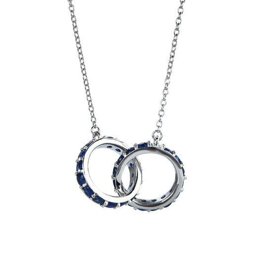 Delicate Rhodium Plated 925 Silver Jewelry Natural Sapphire Necklace