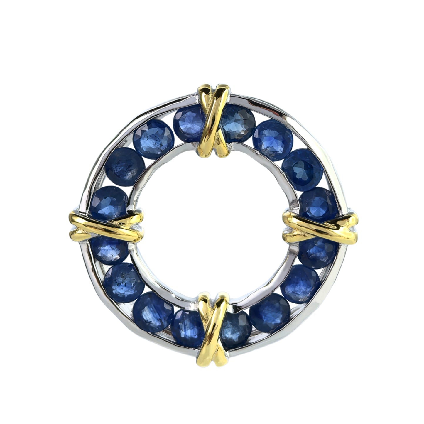 Delicate Dual Color Plated 925 Silver Jewelry Natural Sapphire Pendant