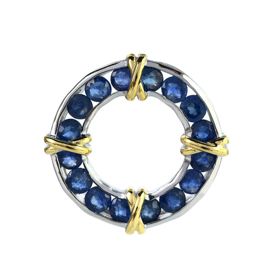 Delicate Dual Color Plated 925 Silver Jewelry Natural Sapphire Pendant