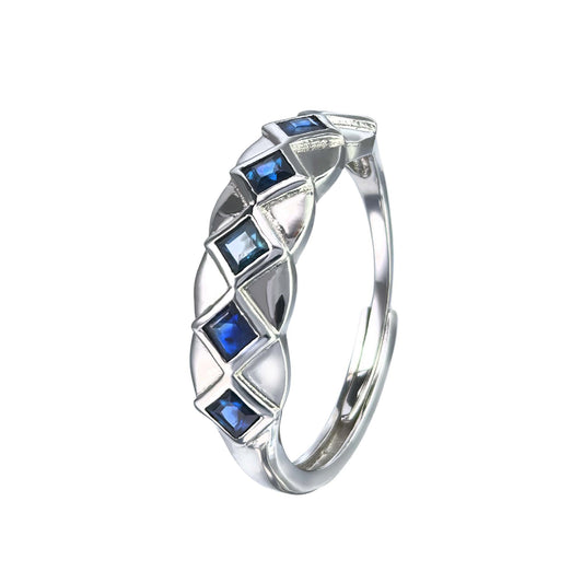 Graceful Rhodium Plated 925 Silver Jewelry Natural Sapphire Ring