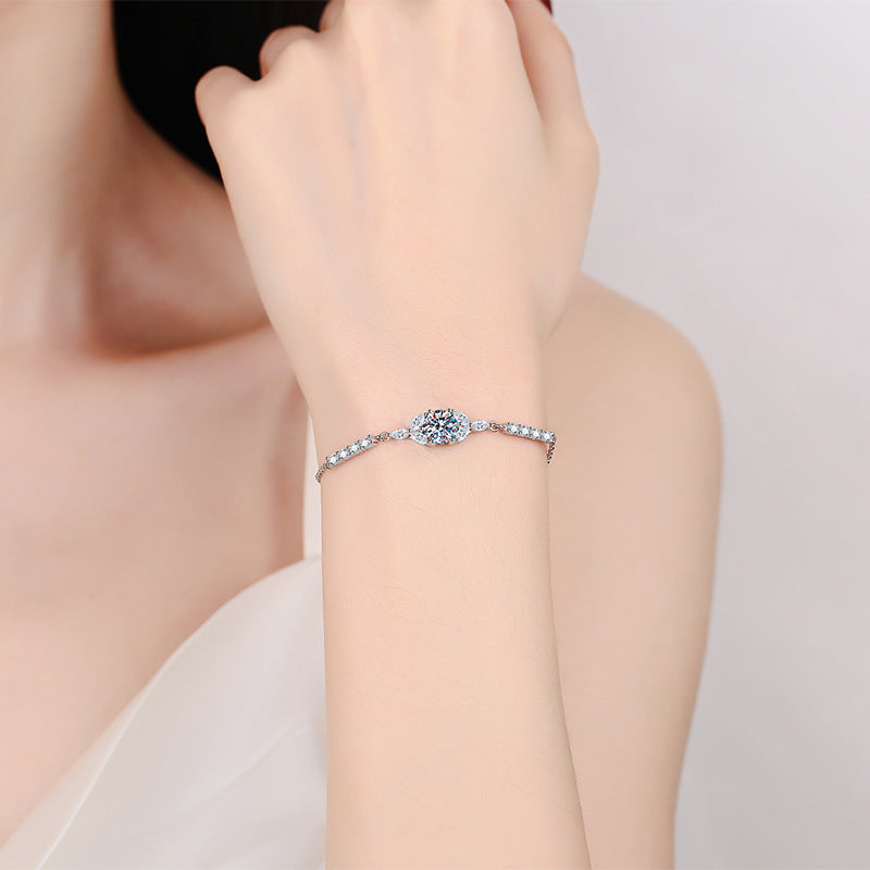 Round Cut Moissanite Bracelet Adjustable D Color 1 Carat