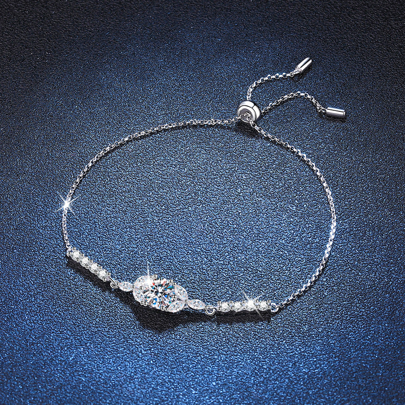 Round Cut Moissanite Bracelet Adjustable D Color 1 Carat