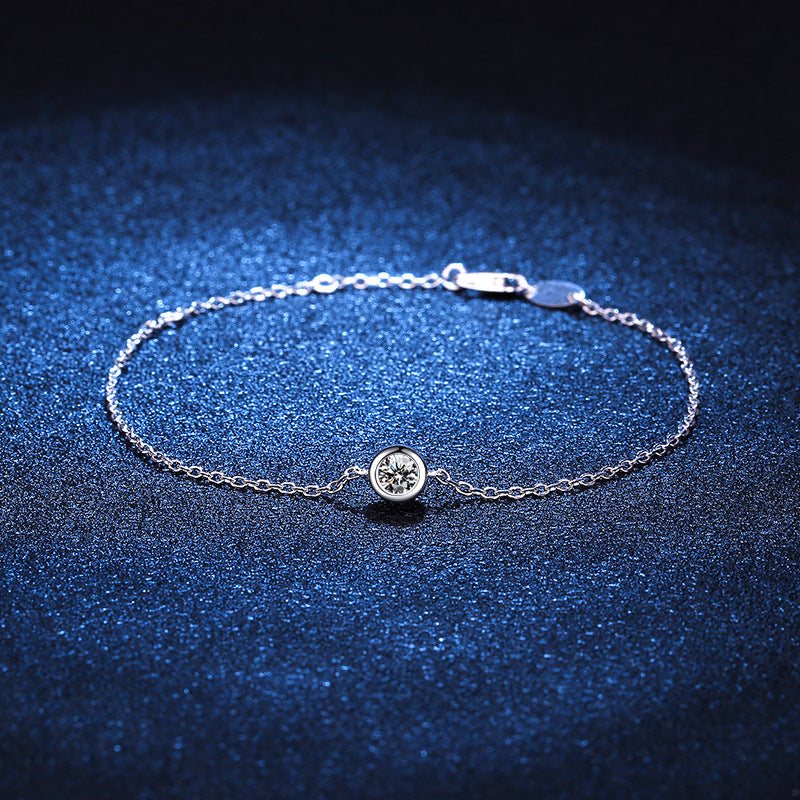 S925 Sterling Silver 30 Cent Round Cut Moissanite Bracelet Rhodium Plated