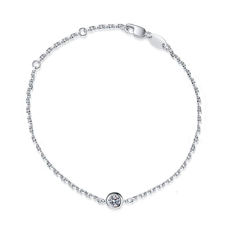 S925 Sterling Silver 30 Cent Round Cut Moissanite Bracelet Rhodium Plated